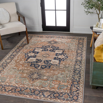 Maris Ornate Medallion Washable Area Rug